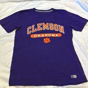 Clemson Tigers Grandma T-Shirt Womens Small Purple Graphic Russell Athletic